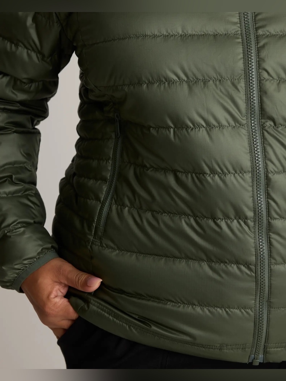 Quince Womens Lightweight Goose Down Packable Puffer Jacket Olive Green Loden XL - Picture 4 of 9